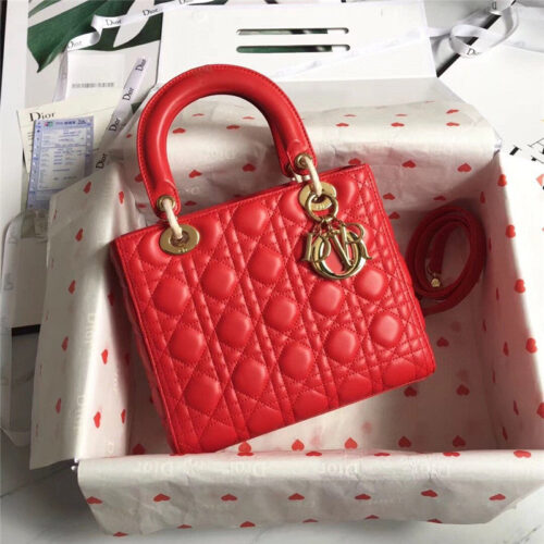 High Quality Luxury Lady Dior Cannage Bag Red