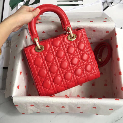 High Quality Luxury Lady Dior Cannage Bag Red alternate view