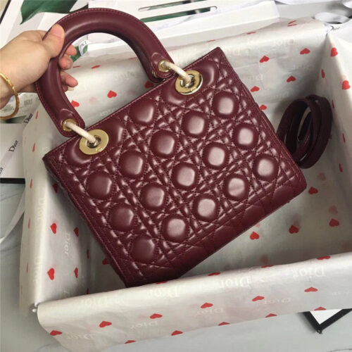 High Quality Luxury Lady Dior Cannage Bag Red Wine alternate view