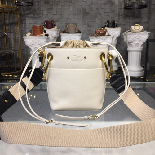 High Quality Luxury Chloe Roy Bucket Bag Small White