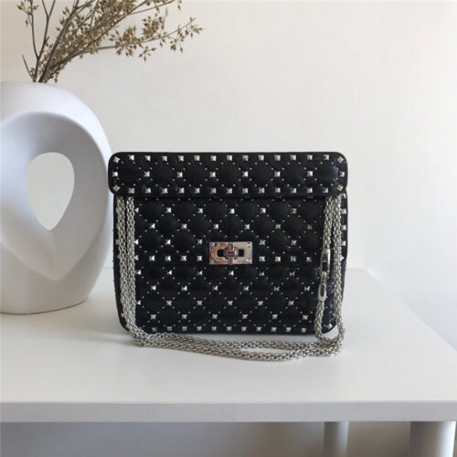 High Quality Luxury Valentino Garavani Rockstud Spike Large Leather Shoulder Bag alternate view