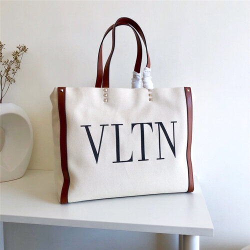 High Quality Luxury Valentino Canvas Shopping Bag – Style 03591 alternate view