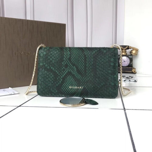 High Quality Luxury Bvlgari Python Bag Green product detail
