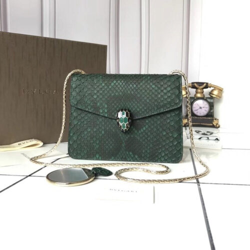 High Quality Luxury Bvlgari Python Bag Green – Style 42550