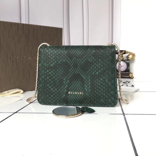 High Quality Luxury Bvlgari Python Bag Green – Style 42550 alternate view