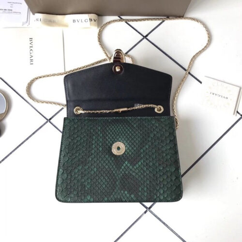 High Quality Luxury Bvlgari Python Bag Green – Style 42550 product detail