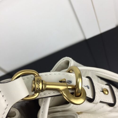 High Quality Luxury Gucci GG Marmont Quilted Leather Bucket Bag 476674 In White product detail