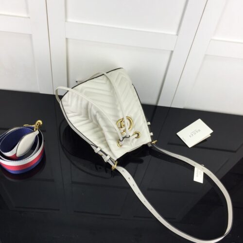 High Quality Luxury Gucci GG Marmont Quilted Leather Bucket Bag 476674 In White product detail