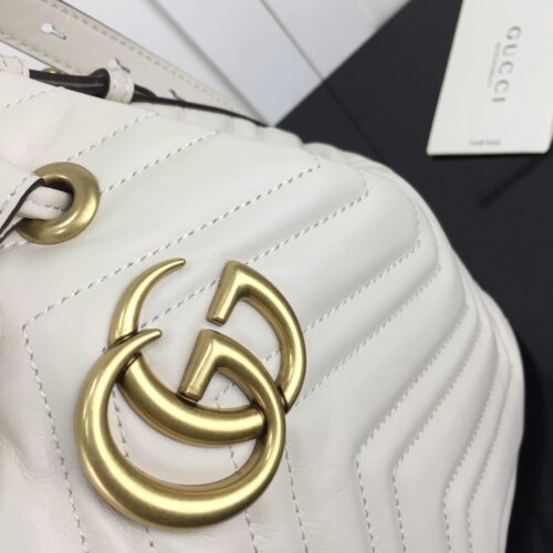 High Quality Luxury Gucci GG Marmont Quilted Leather Bucket Bag 476674 In White product detail