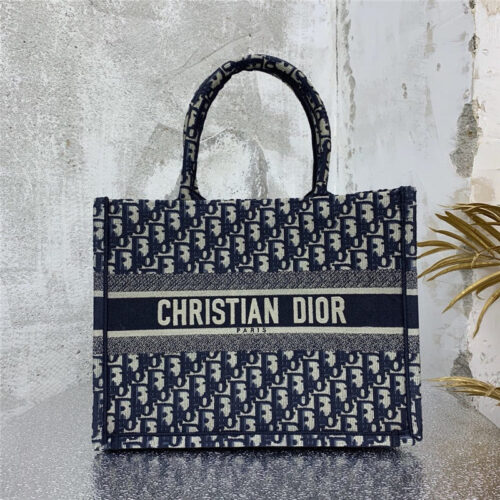 High Quality Luxury Blue Dior Oblique Embroidered Dior Book Tote alternate view