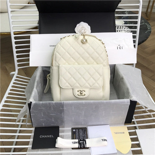 High Quality Luxury Chanel Small Backpack White