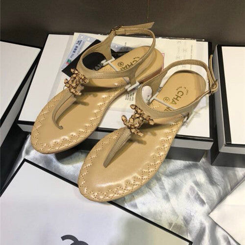 High Quality Luxury Chanel Sheepskin Flat Sandals