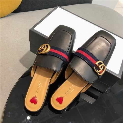 High Quality Luxury Gucci Black Leather Slide Loafers – Sizes 35–41 product detail
