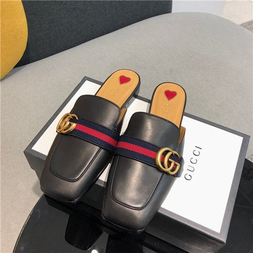 High Quality Luxury Gucci Black Leather Slide Loafers – Sizes 35–41 product detail