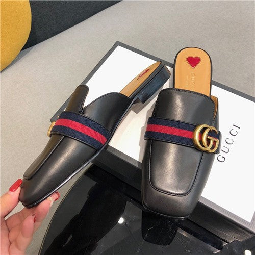 High Quality Luxury Gucci Black Leather Slide Loafers – Sizes 35–41 product detail