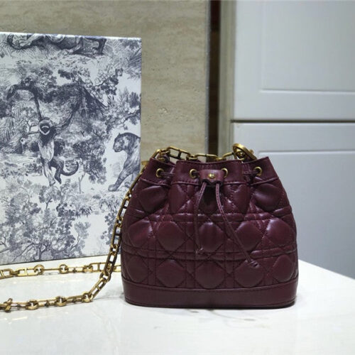 High Quality Luxury Miss Dior Bucket Bag Red Wine