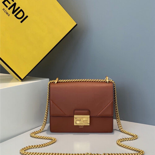 High Quality Luxury Fendi Natural Kani All Shine Bag Brown