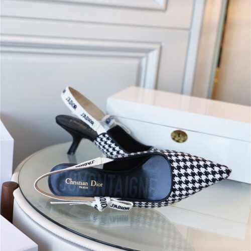 High Quality Luxury J’a Dior Wool Houndstooth Slingback Pump alternate view