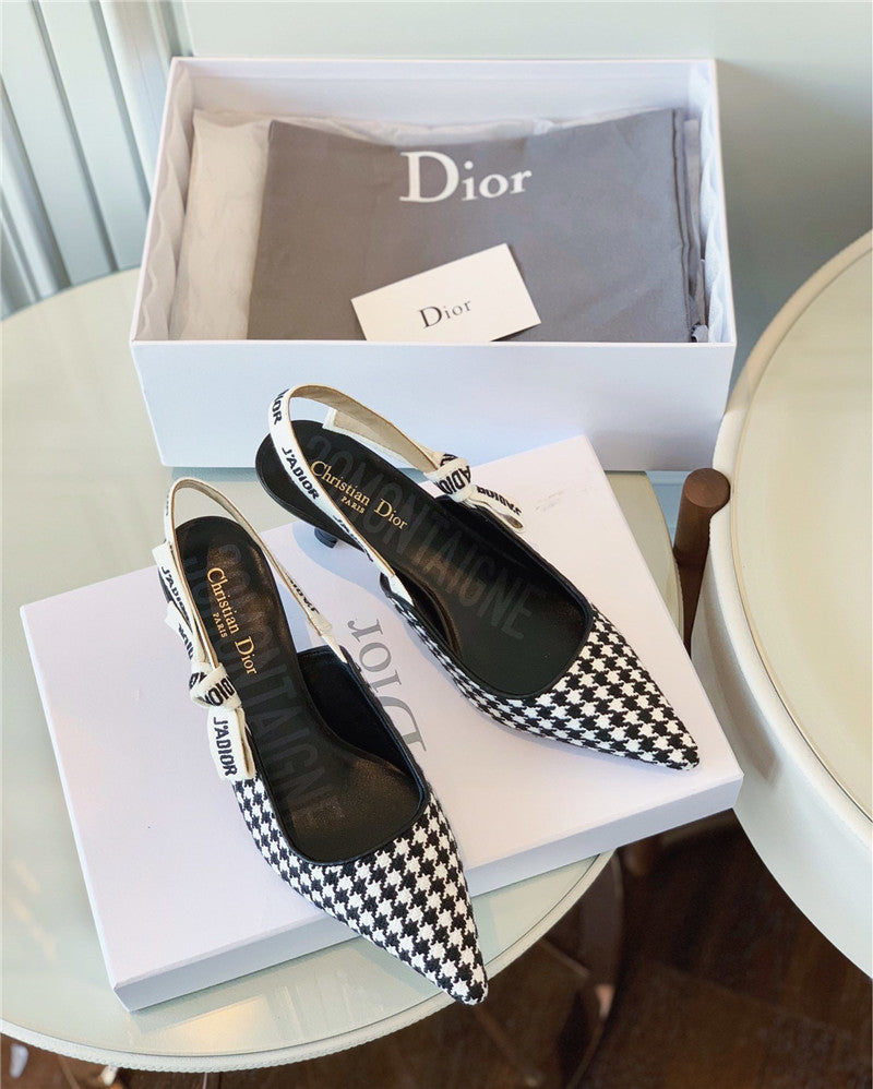High Quality Luxury J’a Dior Wool Houndstooth Slingback Pump product detail