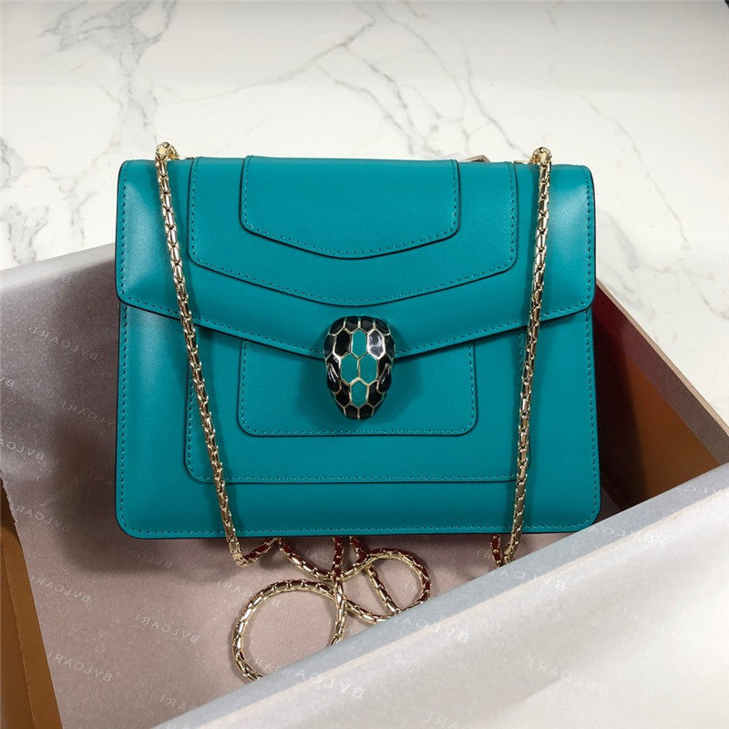 High Quality Luxury Bvlgari Serpenti Chain Shoulder Bag – Turquoise