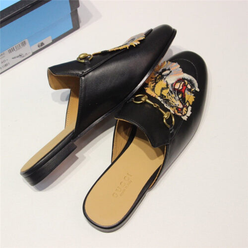 High Quality Luxury Gucci Princetown Leather Tiger Slipper Black product detail