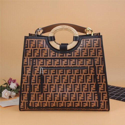 High Quality Luxury Fendi Runaway Shopping Bag Brown