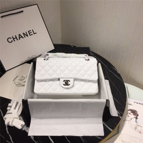 High Quality Luxury Chanel Classic Flap Bag Caviar White