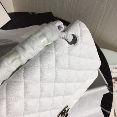High Quality Luxury Chanel Classic Flap Bag Caviar White product detail