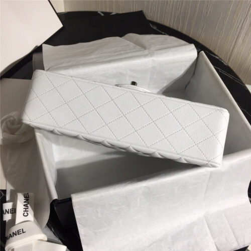 High Quality Luxury Chanel Classic Flap Bag Caviar White product detail