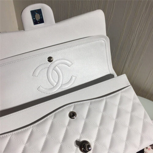 High Quality Luxury Chanel Classic Flap Bag Caviar White product detail
