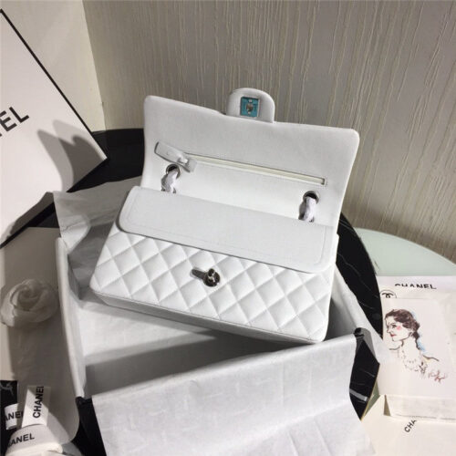 High Quality Luxury Chanel Classic Flap Bag Caviar White product detail