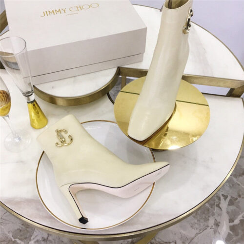 High Quality Luxury Jimmy Choo Minori 85 Ankle Boots In White product detail