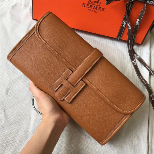 High Quality Luxury Hermes Jige Elan 29 Clutch Bag Brown alternate view