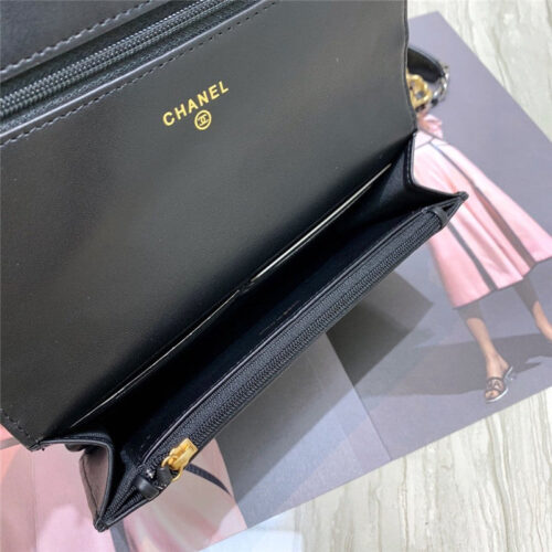 High Quality Luxury Chanel Wallet On Chain Quilted Caviar Gold-Tone Black product detail
