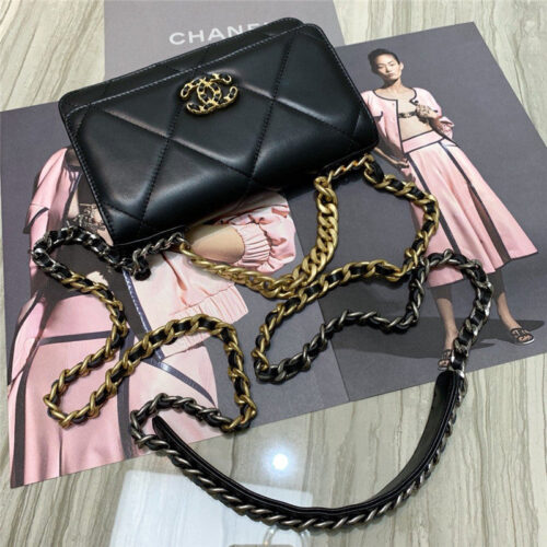 High Quality Luxury Chanel Wallet On Chain Quilted Caviar Gold-Tone Black product detail