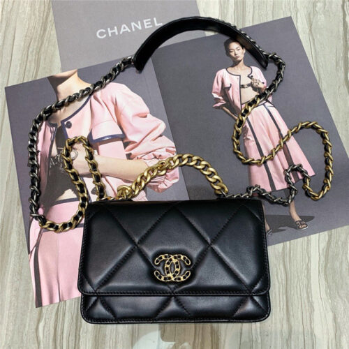 High Quality Luxury Chanel Wallet On Chain Quilted Caviar Gold-Tone Black