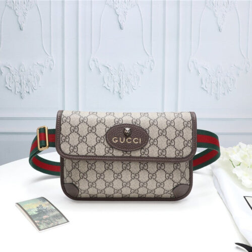 High Quality Luxury Gucci Camel GG Supreme Neo Vintage Belt Bag