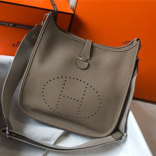 High Quality Luxury Hermes Evelyne 28 Women Bag Gray