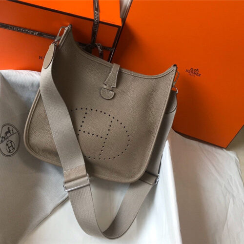 High Quality Luxury Hermes Evelyne 28 Women Bag Gray alternate view
