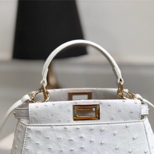 High Quality Luxury Fendi Ostrich Leather Peekaboo Bag – Style 32595 alternate view