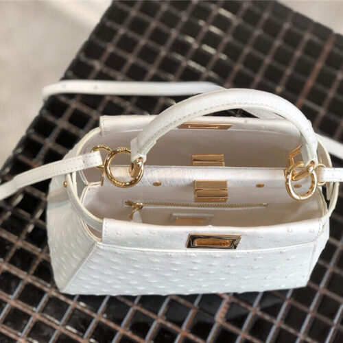 High Quality Luxury Fendi Ostrich Leather Peekaboo Bag – Style 32595 product detail
