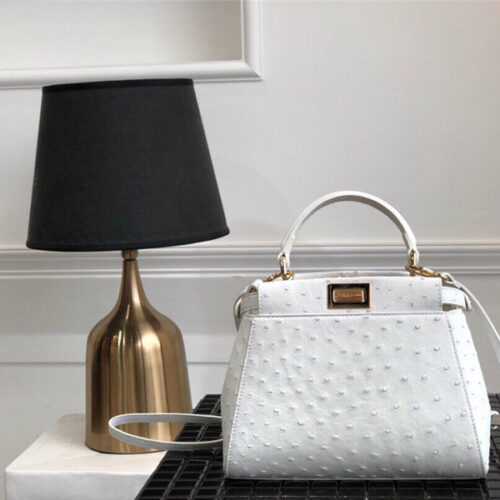 High Quality Luxury Fendi Ostrich Leather Peekaboo Bag – Style 32595