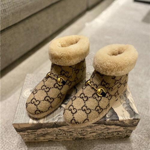 High Quality Luxury Gucci Fria GG Wool-Blend Ankle Boots