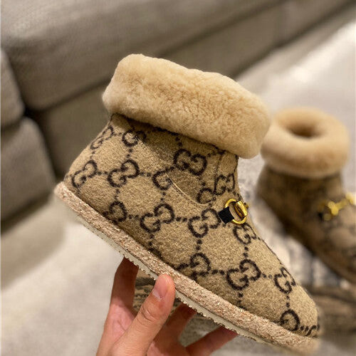High Quality Luxury Gucci Fria GG Wool-Blend Ankle Boots alternate view