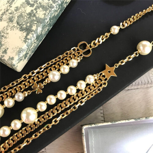 High Quality Luxury Dior Fringed Long Pearl Necklace product detail