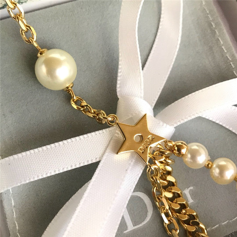 High Quality Luxury Dior Fringed Long Pearl Necklace product detail
