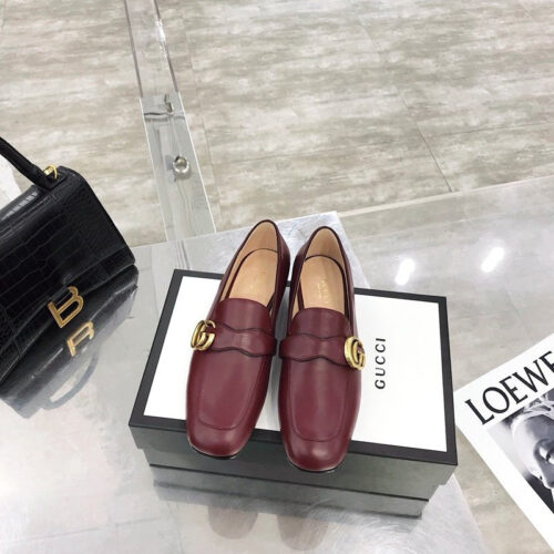 High Quality Luxury Gucci GG Loafers Women Wine Red alternate view