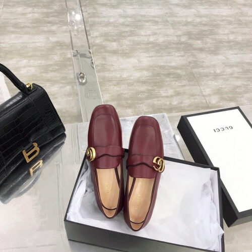 High Quality Luxury Gucci GG Loafers Women Wine Red product detail