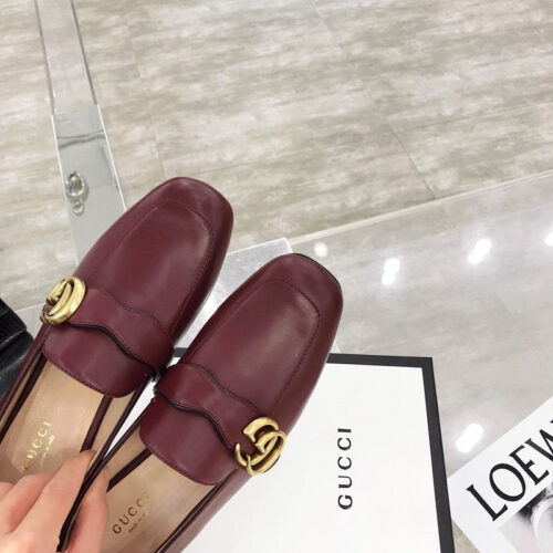 High Quality Luxury Gucci GG Loafers Women Wine Red product detail