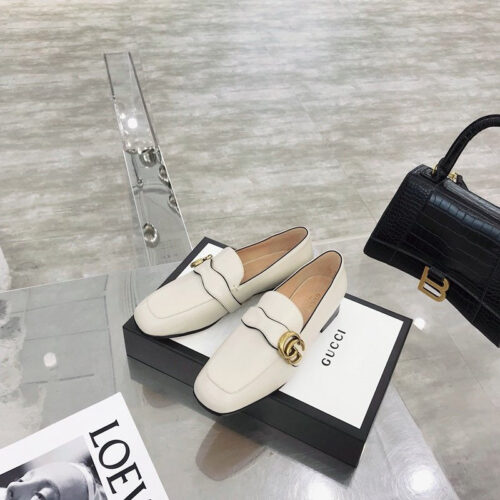 High Quality Luxury Gucci GG Loafers Women White